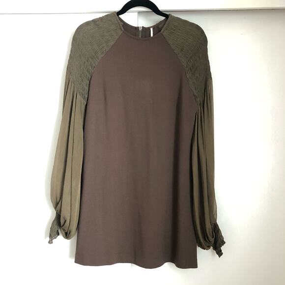 Rare Free People Sheath Dress with Sheer Sleeves - Picture 2 of 8